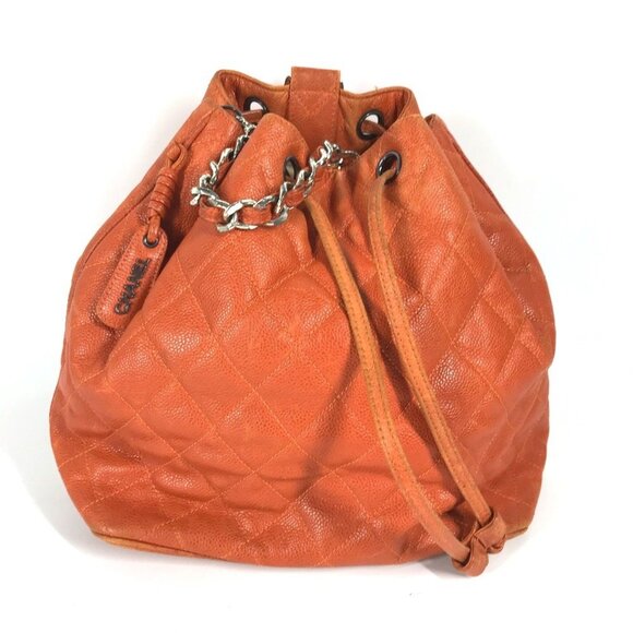 CHANEL Orange Caviar Leather Shoulder Bag - Picture 1 of 14